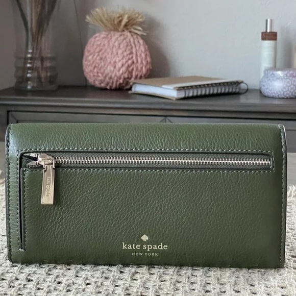 Kate Spade Marti Large Flap Wallet  Pebbled Leather In Enchanted Green - Picture 2 of 6